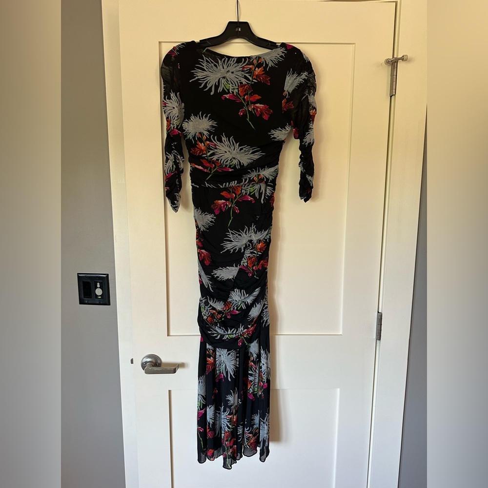 Diane Von Furstenberg Black Dress with Colorful Floral Design